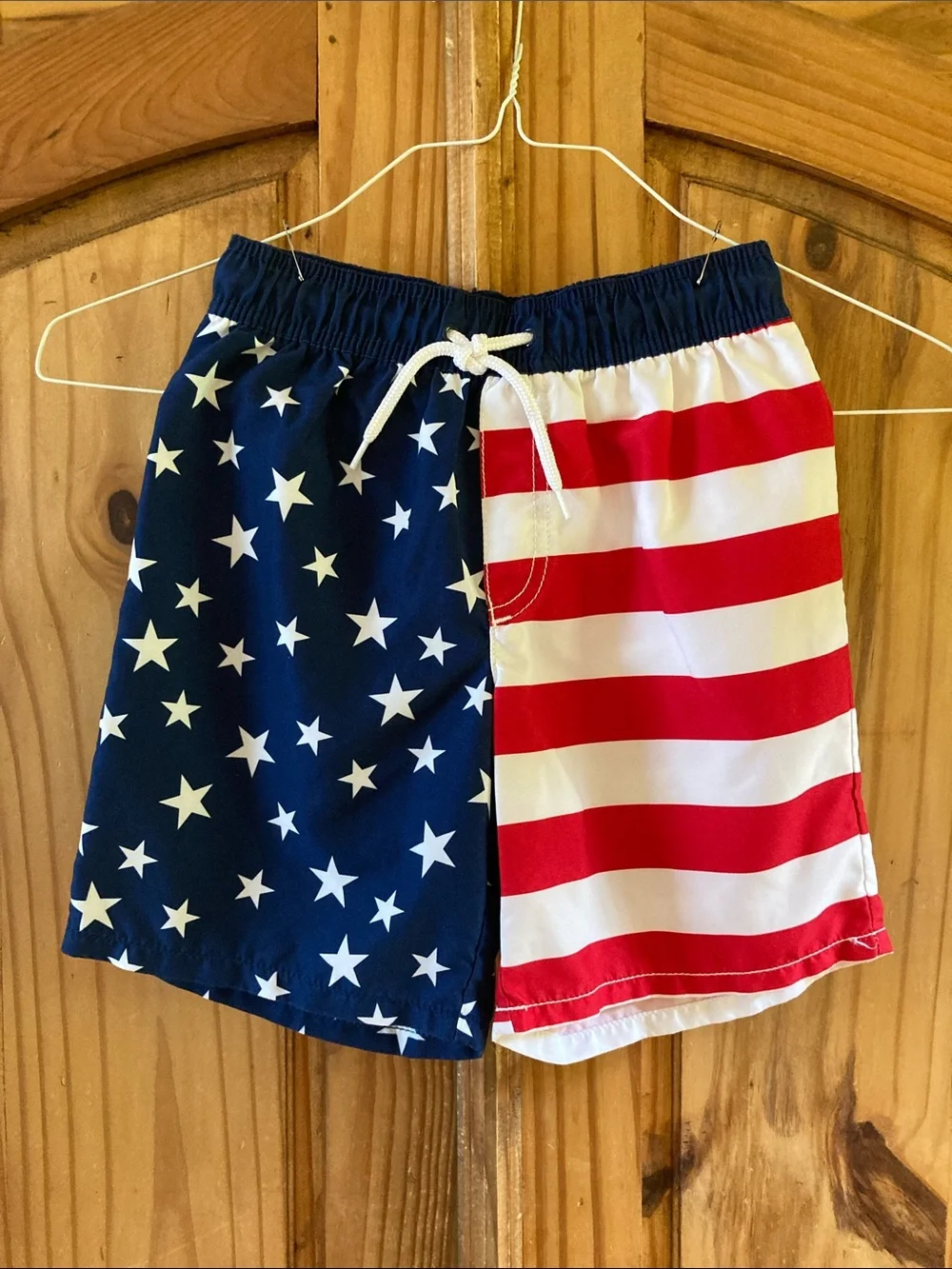 Boys OshKosh red white blue swim shorts size 7